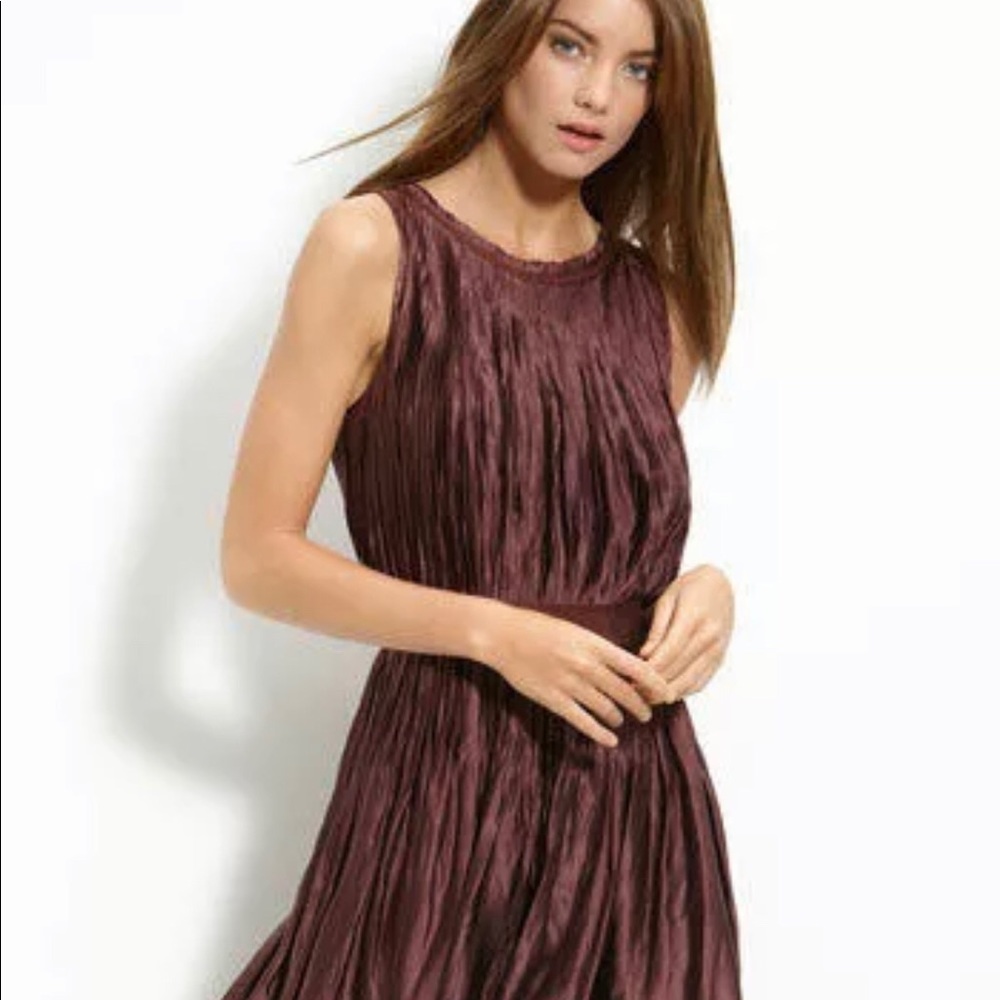 Theory Cadrian Plisse Burgundy Dress